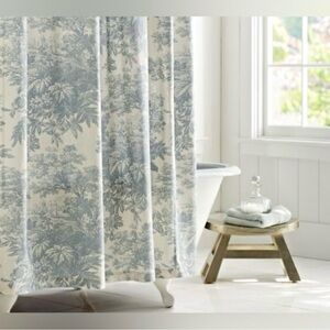 Pottery Barn Toile Blue and Cream Shower Curtain
